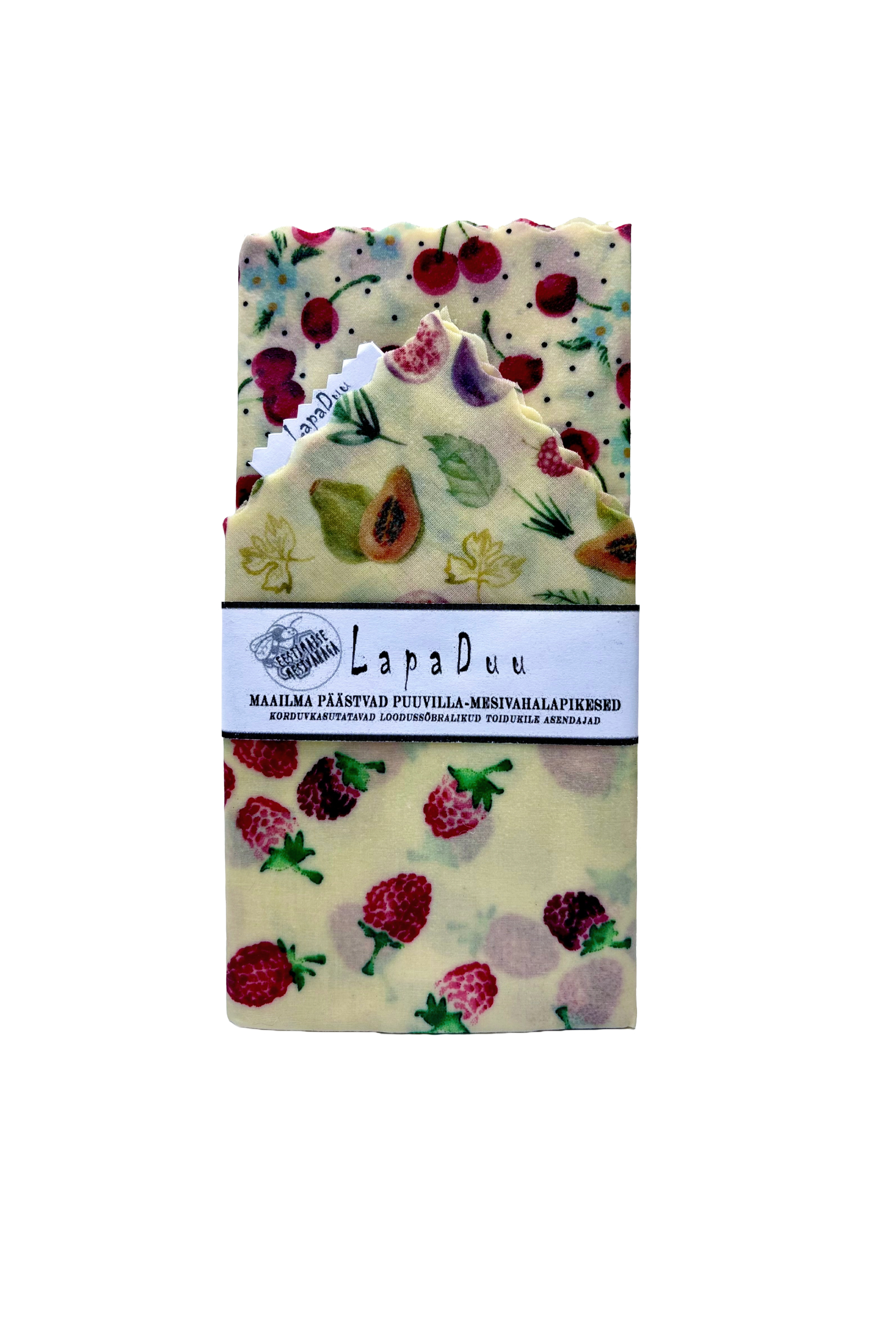 beeswax wraps with fruits and berries